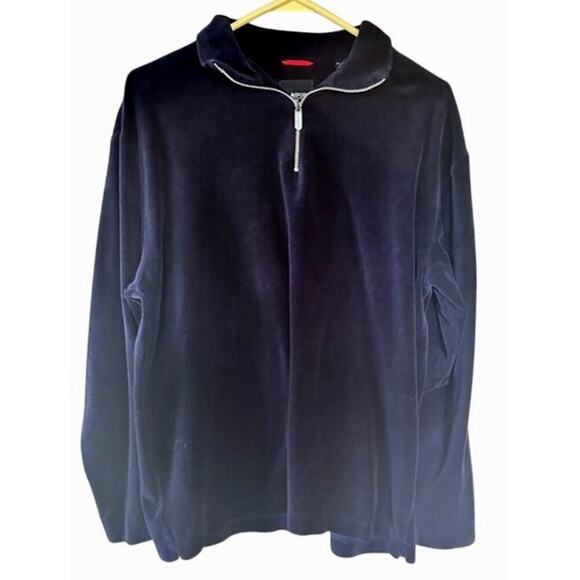FILA Sport "The Collection" Men's Navy Blue Velour 1/4 Zip Sweatshirt - Size M - Picture 1 of 5